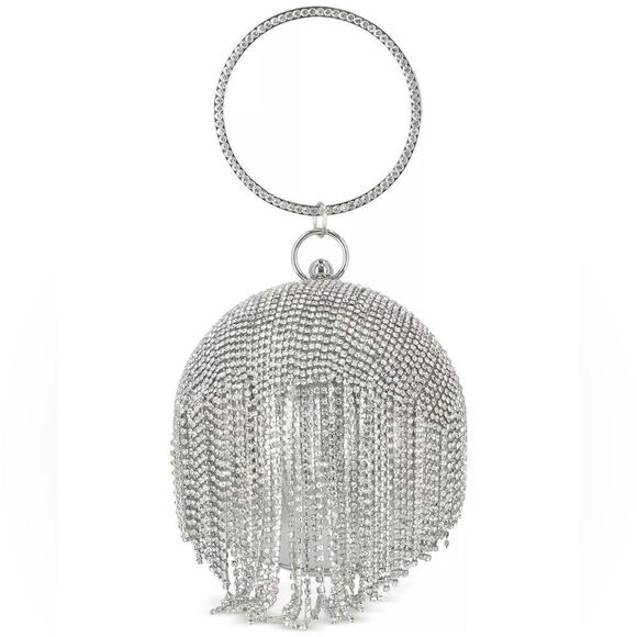 Dazzling Crystal Fringe Ball Bangle Clutch Purse • NWOT - Picture 7 of 13